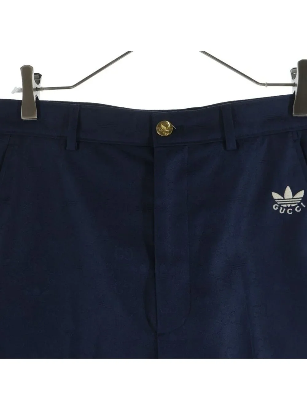 Gucci Adidas Trefoil Jacquard Logo 3 Stripe Trousers Navy Pants